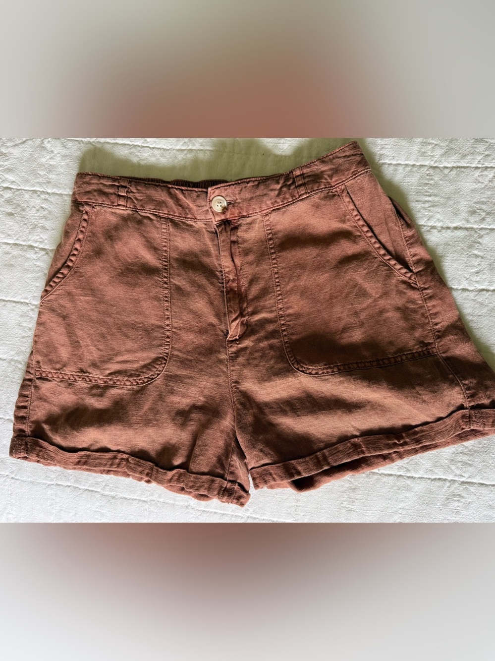 C&C California High-Waist Rust/Terra Cotta Shorts with Front Pockets